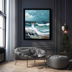 Wal to Sea Beautiful Girl Beach Painting