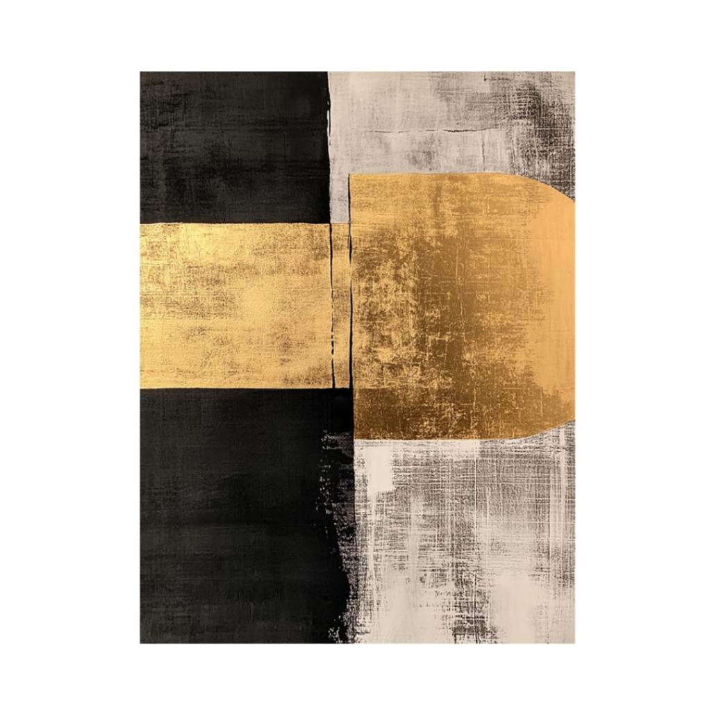 Abstract Squares Black Gold Luxury Painting