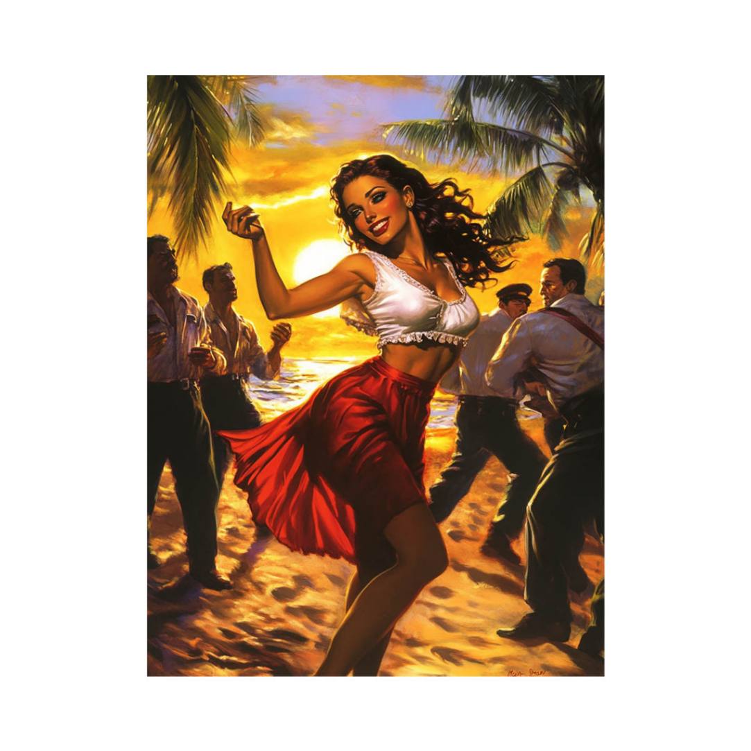 Saexy Girl dancing on the beach Painting