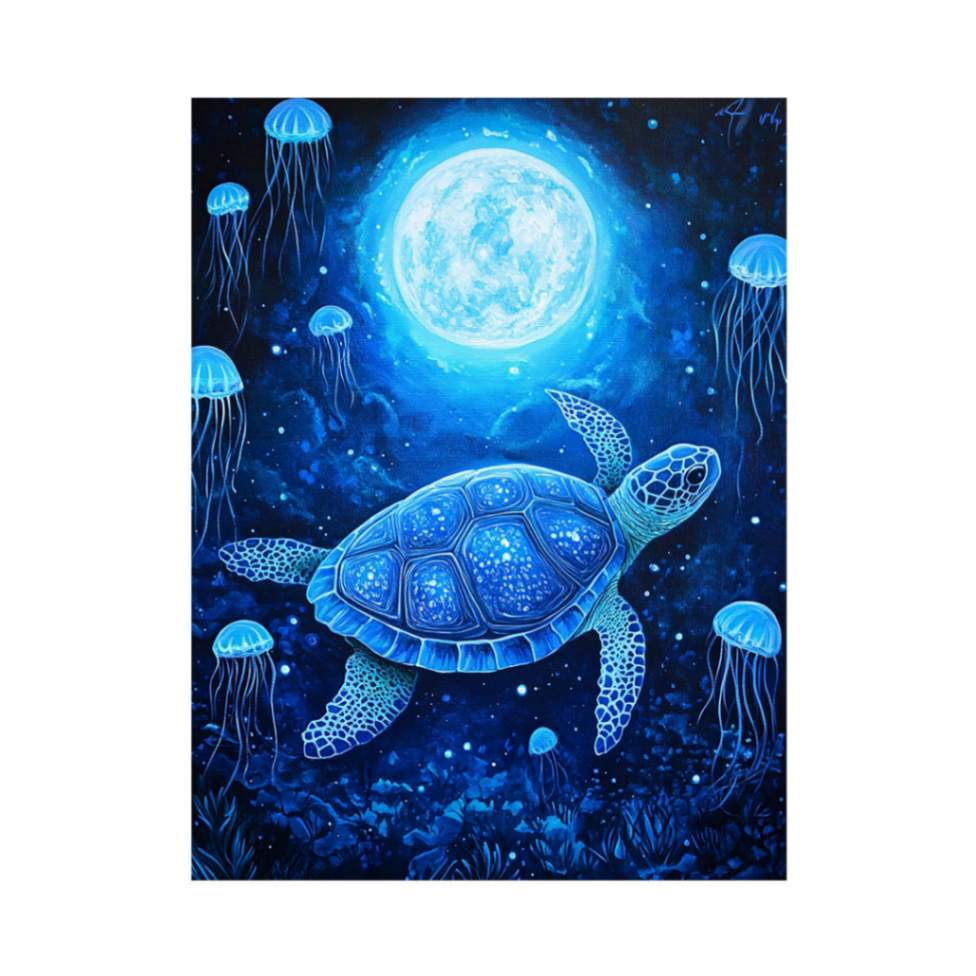 Beautiful Turtle & Moon Painting