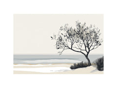 Beach Tree Black and white Painting