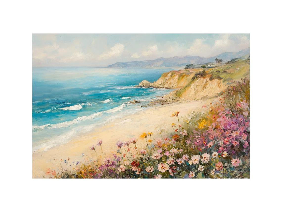 Wild flowers beach painting