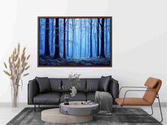 Misty Blue Forest Tress Photography Art Print