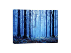 Misty Blue Forest Tress Photography Art Print