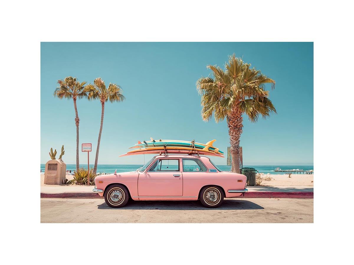 Surf car Plam tree beach Painting