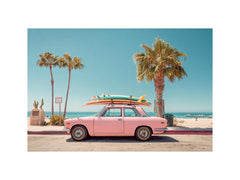 Surf car Plam tree beach Painting