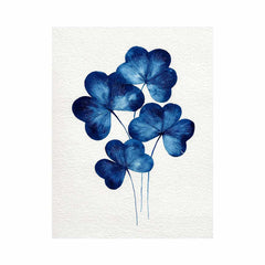 Four-leaf clovers indigo blue Minimlaist Art painting