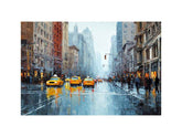 new York Taxi and Wet Streets Painting