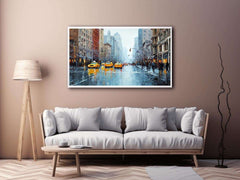 new York Taxi and Wet Streets Painting