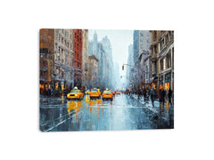 new York Taxi and Wet Streets Painting