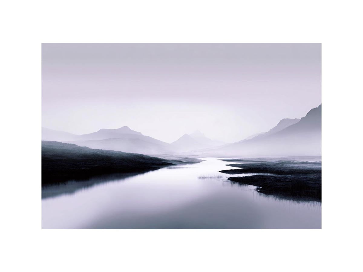 Misty River Abstract Beach Painting