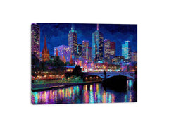 Melbourne Night City Painting