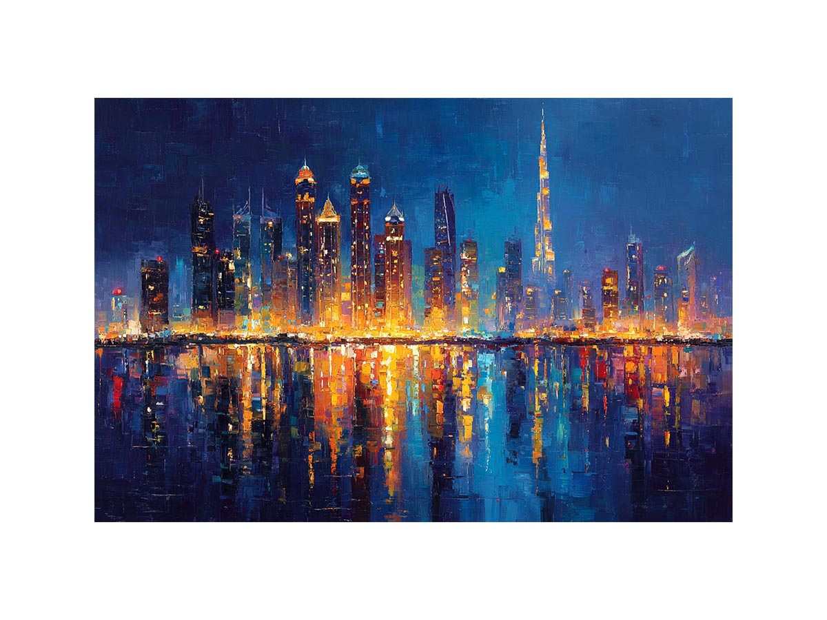 Dubai Skyline Cityscape Painting