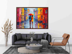 Under One Umbrella Couple in Rain Painting