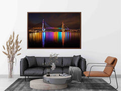 Anzac bridge Syney illuminated at Night Canvas Art Painting
