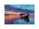 Boat on sunset beach Canvas Art Painting