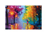 Autumn Rain walk Canvas Art Painting