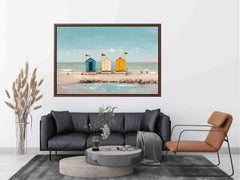 Three beach Huts Canvas Art Painting