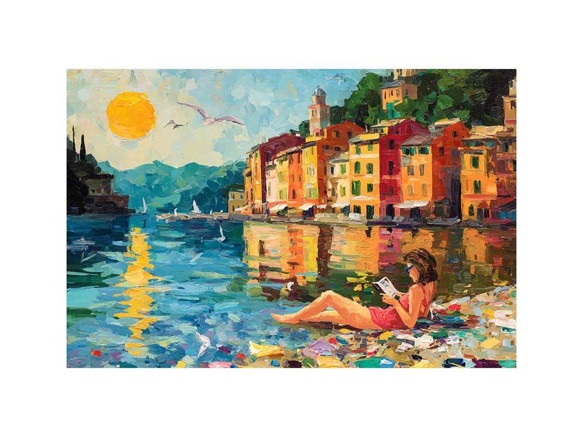 Beach Reading Canvas Art Painting