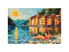 Beach Reading Canvas Art Painting