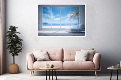 Beach Window Art Canvas Print