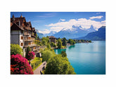 Swiss lake House Canvas Print