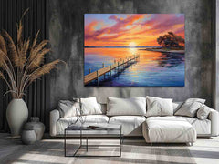 Jetty Sunset Canvas Painting