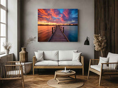Jetty Sunset Art Canvas Print