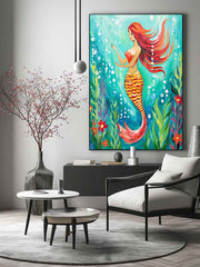 Underwater Mermaid Canvas Painting Print