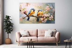 Bird Branches Art Painting Canvas Print
