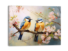 Bird Branches Art Painting Canvas Print