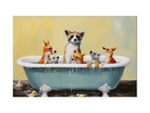 Animal Bathing Tub Modern Art Painting Canvas Print