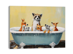 Animal Bathing Tub Modern Art Painting Canvas Print
