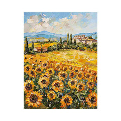 Sunflower Field Valley Painting