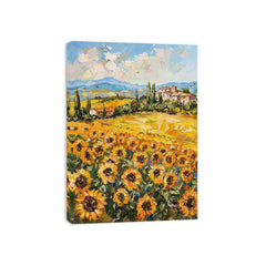 Sunflower Field Valley Painting