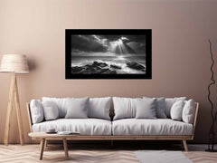 Spotlight beach Photogrpahy Black white Canvas Print