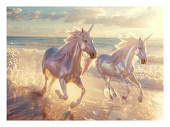 Along the Beach Unicorn Canvas Print