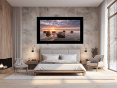 beach Stone Sunset Canvas Print
