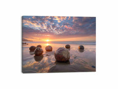 beach Stone Sunset Canvas Print