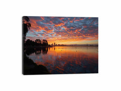 River Sunset Art Canvas Print