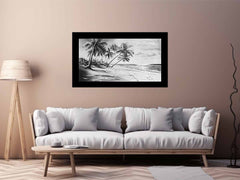 Beach Shore balck & white Canvas Art Print