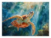 Turtle In Sea Canvas Painting Art Print