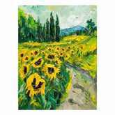 Sunflower Path Canvas Painting Art Print