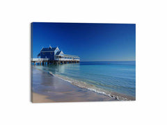 Blue Beach House Jetty Canvas Print