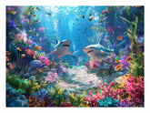 Underwater Sharks Canvas Painting Art Print