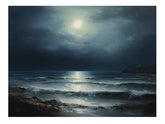 Moon and beach Canvas painting & Art Print