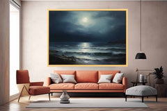 Moon and beach Canvas painting & Art Print