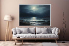 Moon and beach Canvas painting & Art Print