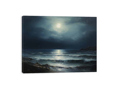Moon and beach Canvas painting & Art Print