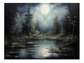 Moonlight Landscape Canvas Painting & Print